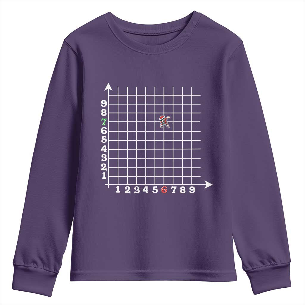 Funny 67 Math Coordinates Christmas Youth Sweatshirt Dabbing Santa Teacher Student Six Seven Meme TS11 Purple Print Your Wear