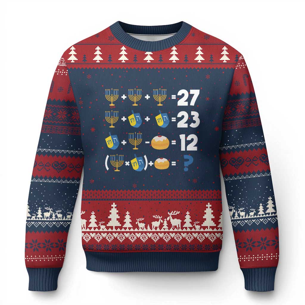 Funny Hanukkah 67 Math Ugly Christmas Sweater Teacher Chanukah Six Seven Meme TS11 Navy Red Print Your Wear