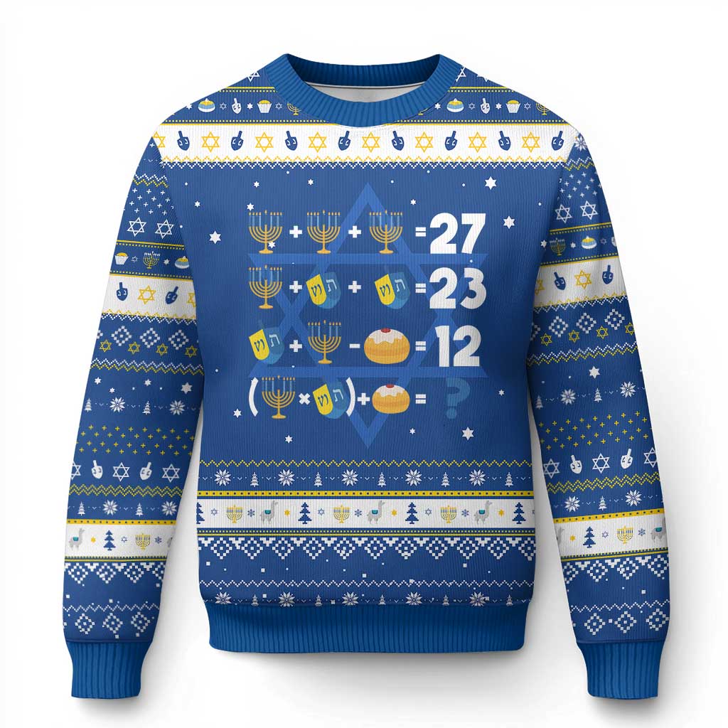 Funny Chanukah 67 Math Hanukkah Ugly Sweater Teacher Chanukah Six Seven Meme TS11 Blue White Print Your Wear