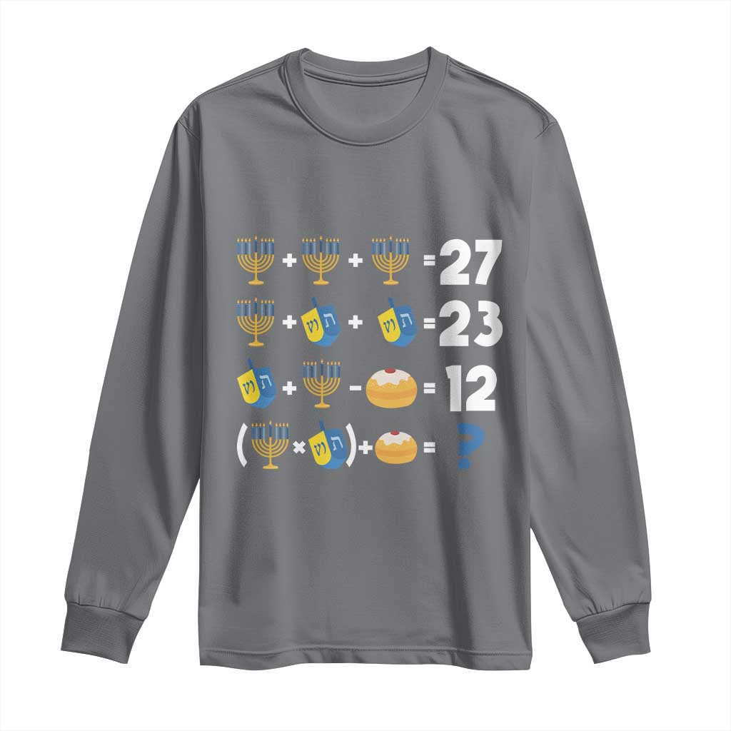 Funny Hanukkah 67 Math Long Sleeve Shirt Teacher Chanukah Six Seven Meme TS11 Charcoal Print Your Wear
