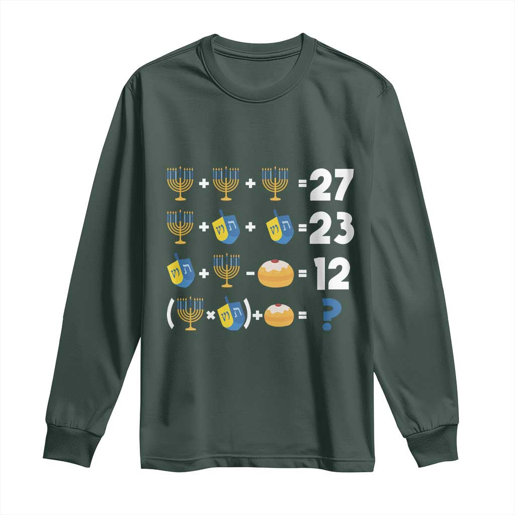 Funny Hanukkah 67 Math Long Sleeve Shirt Teacher Chanukah Six Seven Meme TS11 Dark Forest Green Print Your Wear