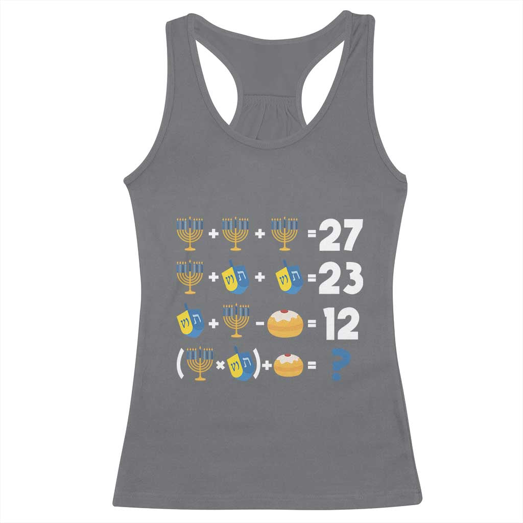 Funny Hanukkah 67 Math Racerback Tank Top Teacher Chanukah Six Seven Meme TS11 Charcoal Print Your Wear