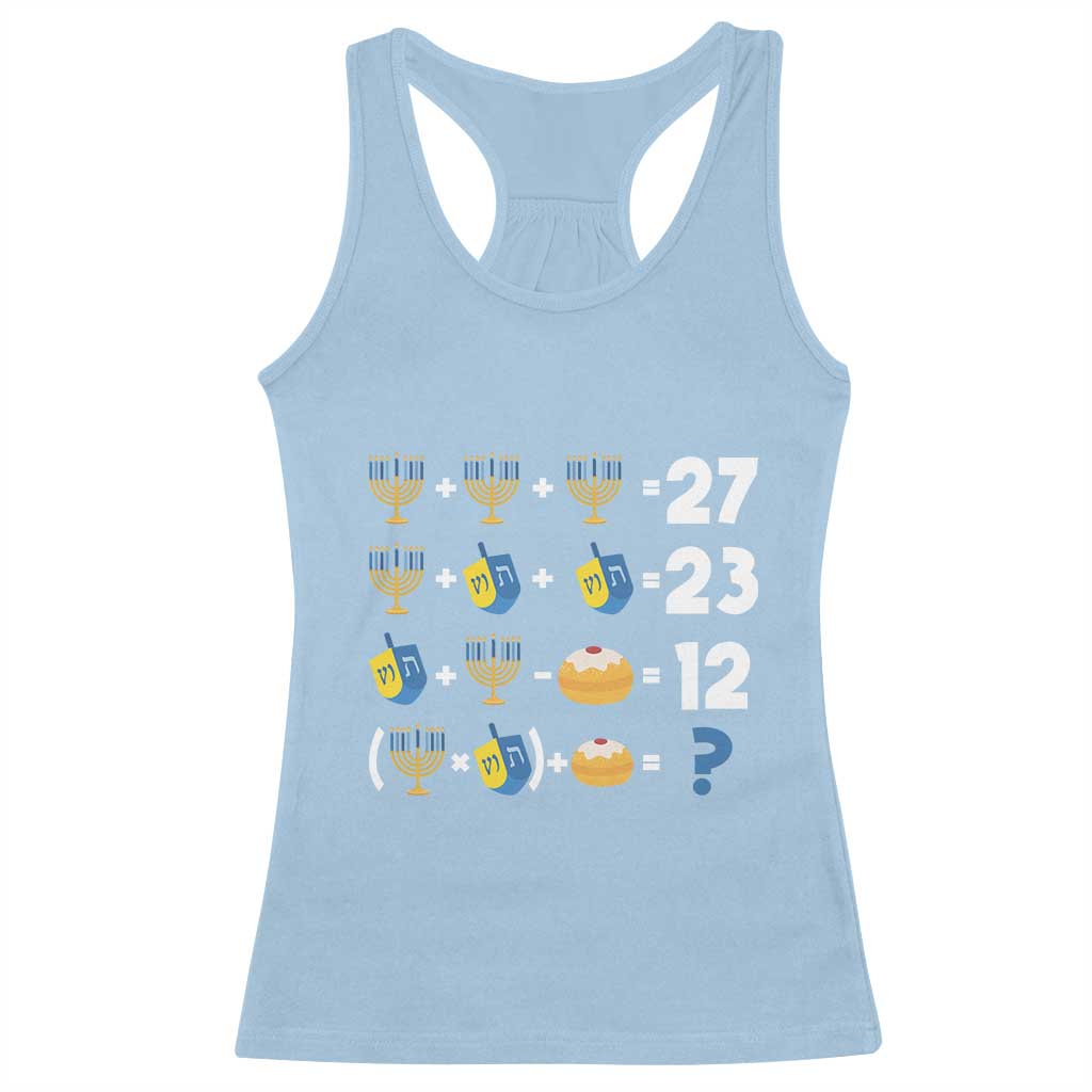 Funny Hanukkah 67 Math Racerback Tank Top Teacher Chanukah Six Seven Meme TS11 Light Blue Print Your Wear