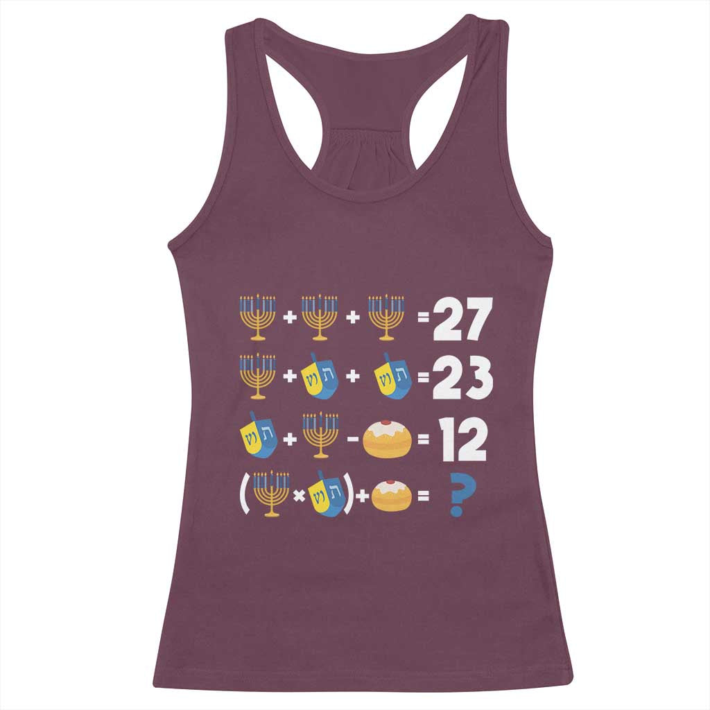 Funny Hanukkah 67 Math Racerback Tank Top Teacher Chanukah Six Seven Meme TS11 Maroon Print Your Wear
