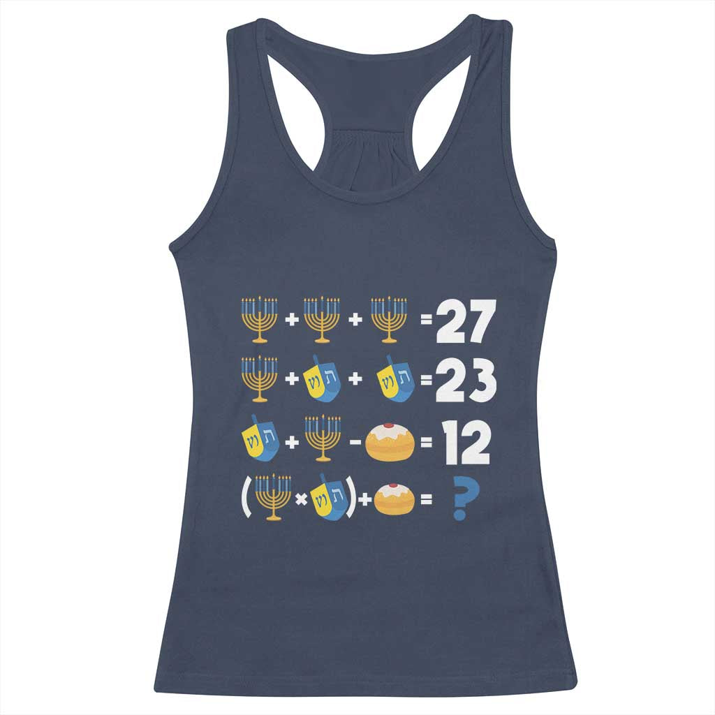 Funny Hanukkah 67 Math Racerback Tank Top Teacher Chanukah Six Seven Meme TS11 Navy Print Your Wear