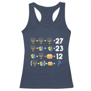 Funny Hanukkah 67 Math Racerback Tank Top Teacher Chanukah Six Seven Meme TS11 Navy Print Your Wear