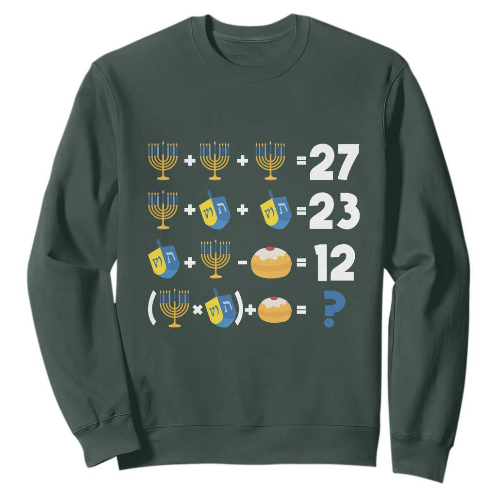 Funny Hanukkah 67 Math Sweatshirt Teacher Chanukah Six Seven Meme TS11 Dark Forest Green Print Your Wear