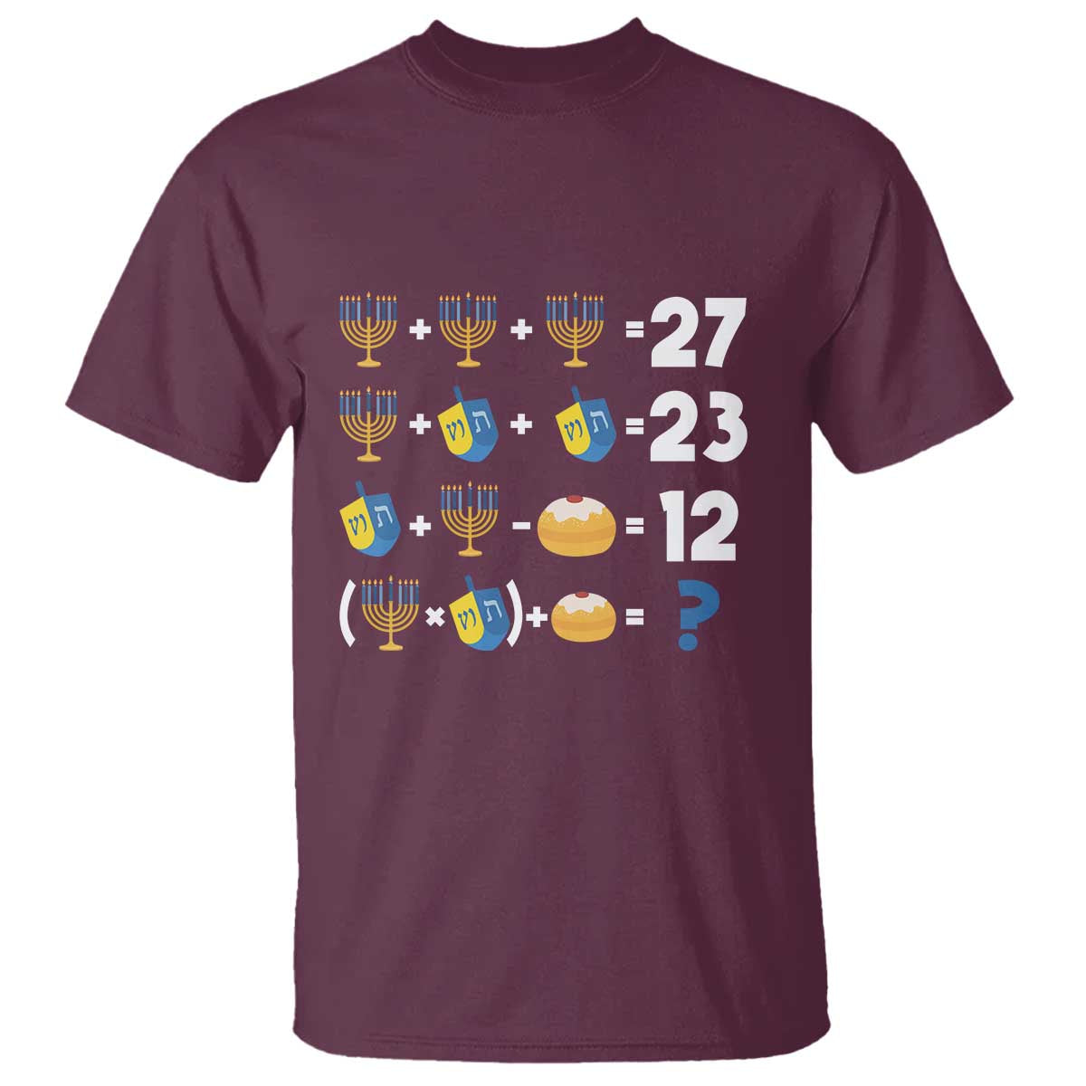 Funny Hanukkah 67 Math T Shirt Teacher Chanukah Six Seven Meme TS11 Maroon Print Your Wear
