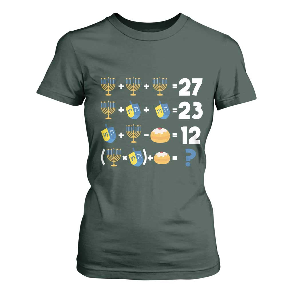Funny Hanukkah 67 Math T Shirt For Women Teacher Chanukah Six Seven Meme TS11 Dark Forest Green Print Your Wear