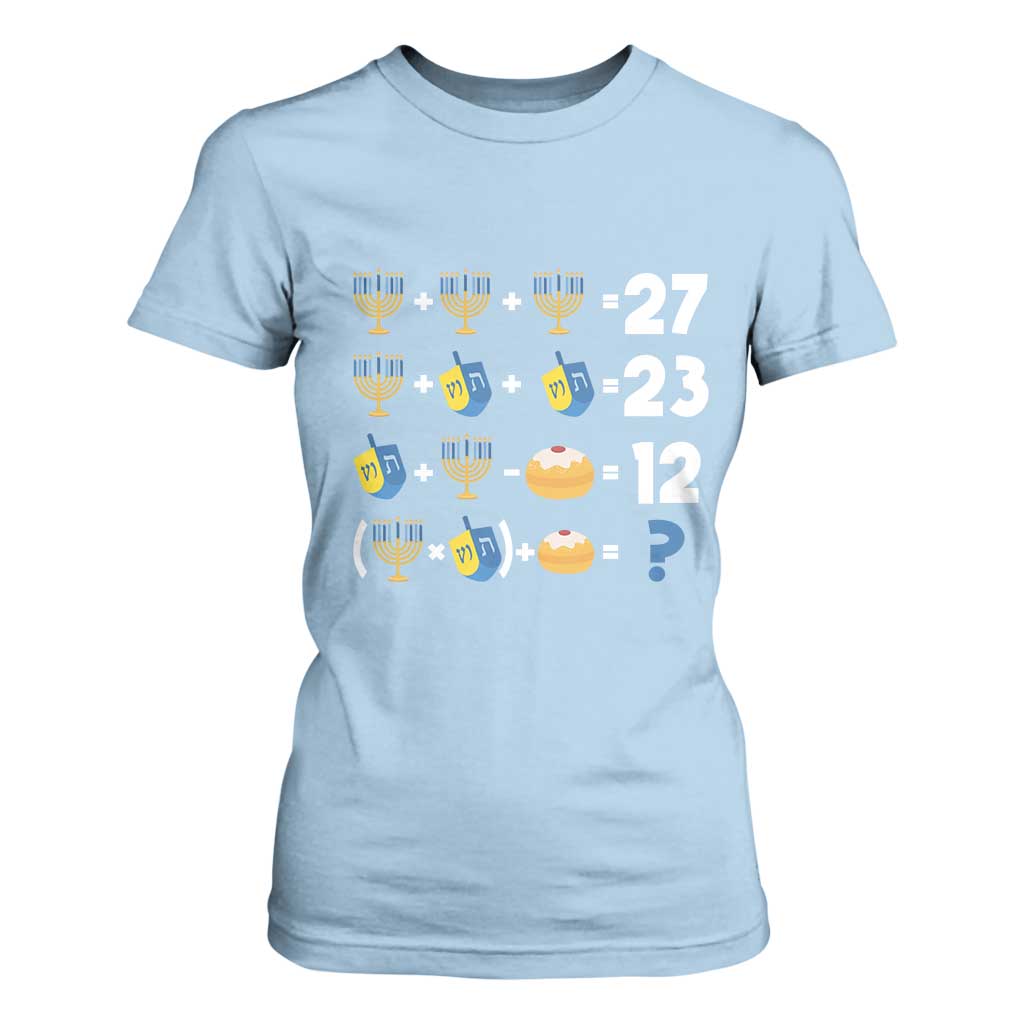 Funny Hanukkah 67 Math T Shirt For Women Teacher Chanukah Six Seven Meme TS11 Light Blue Print Your Wear