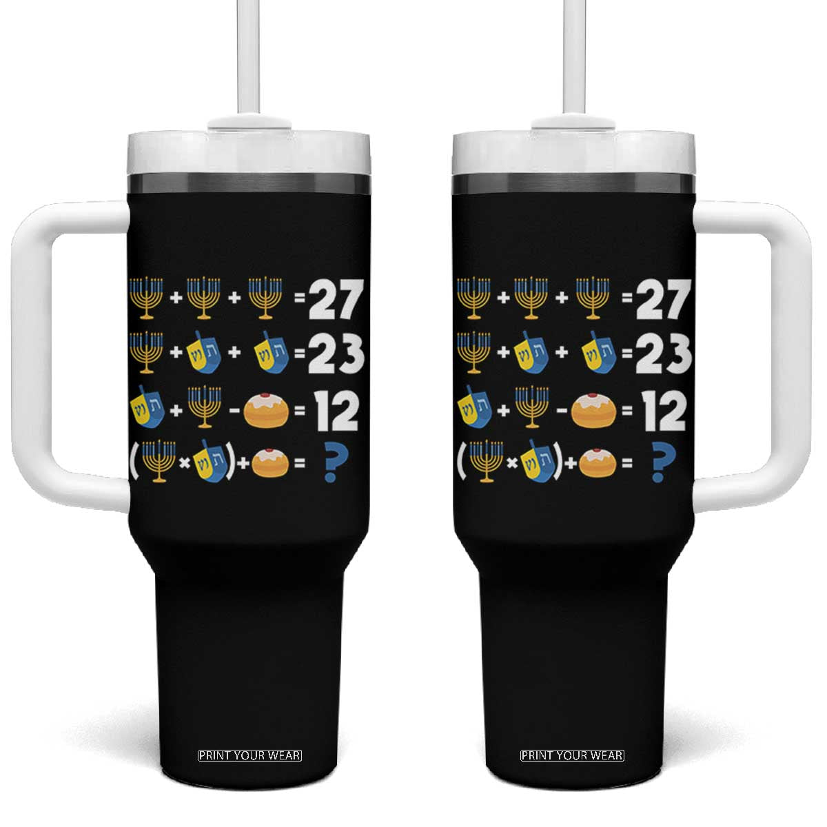 Funny Hanukkah 67 Math Tumbler With Handle Teacher Chanukah Six Seven Meme TS11 One Size: 40 oz Black Print Your Wear