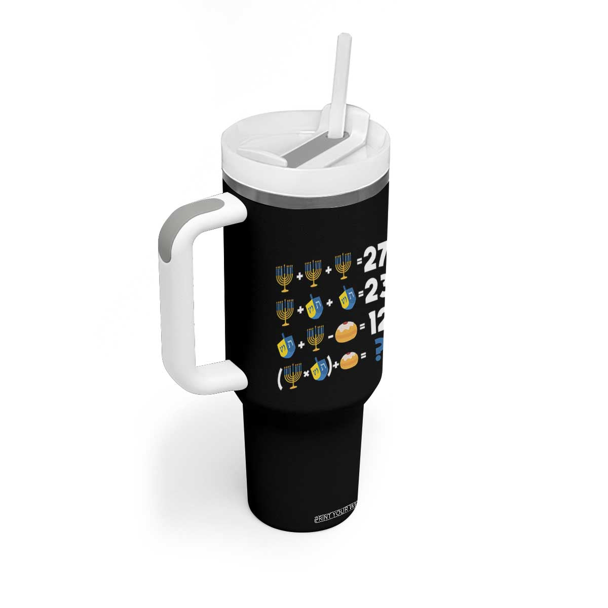 Funny Hanukkah 67 Math Tumbler With Handle Teacher Chanukah Six Seven Meme TS11 Print Your Wear