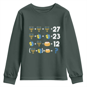 Funny Hanukkah 67 Math Youth Sweatshirt Teacher Chanukah Six Seven Meme TS11 Dark Forest Green Print Your Wear