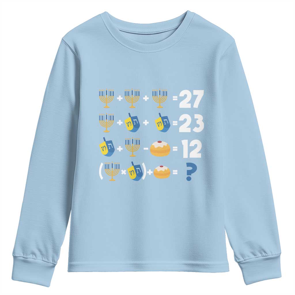 Funny Hanukkah 67 Math Youth Sweatshirt Teacher Chanukah Six Seven Meme TS11 Light Blue Print Your Wear