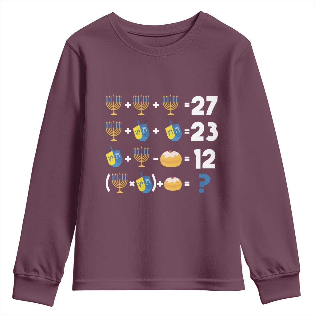 Funny Hanukkah 67 Math Youth Sweatshirt Teacher Chanukah Six Seven Meme TS11 Maroon Print Your Wear
