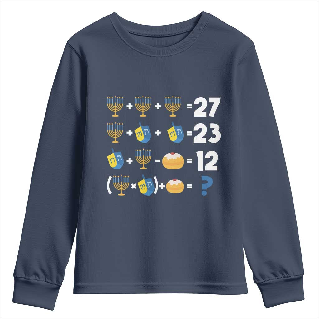 Funny Hanukkah 67 Math Youth Sweatshirt Teacher Chanukah Six Seven Meme TS11 Navy Print Your Wear