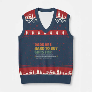 Dads Are Hard To Buy Gifts For Xmas V-Neck Knit Sweater Vest Funny Father's Day Ugly Xmas TS11 Navy Red Print Your Wear
