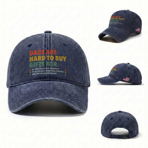 Dads Are Hard To Buy Gifts For Christmas Washed Cotton Baseball Cap Funny Father's Day Ugly Xmas TS11 Washed Cap Universal Fit Navy Print Your Wear