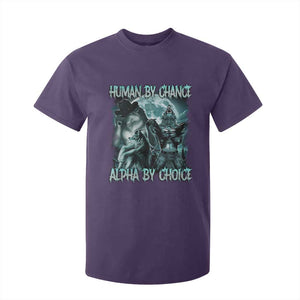 Funny Human By Chance Alpha By Choice T Shirt For Kid Alpha Wolf Oddly Specific Meme TS11 Purple Print Your Wear