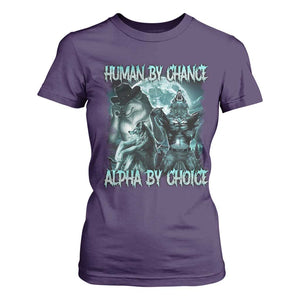 Funny Human By Chance Alpha By Choice T Shirt For Women Alpha Wolf Oddly Specific Meme TS11 Purple Print Your Wear