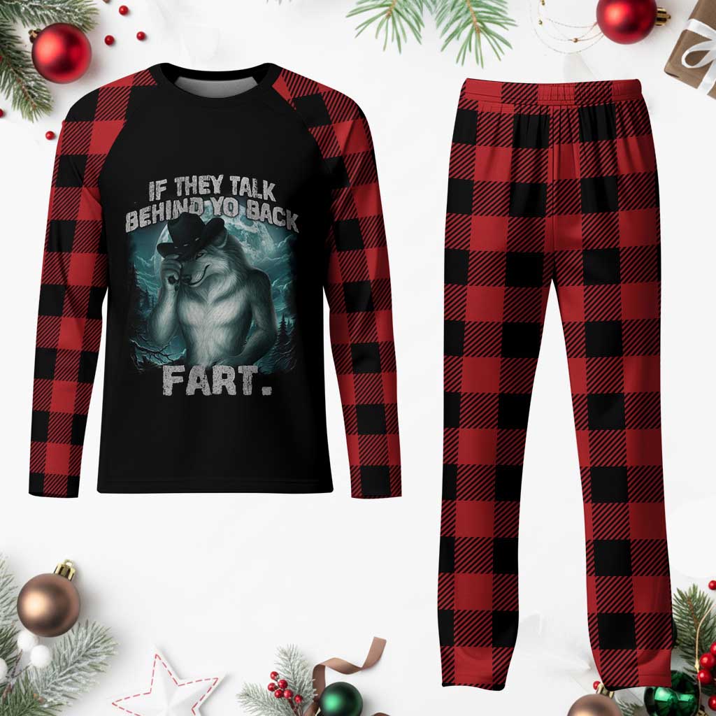 Funny If They Talk Behind Your Back Fart Plaid Pajama Set Alpha Wolf Oddly Specific Meme TS11 Buffalo Plaid Print Your Wear