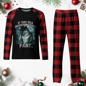 Funny If They Talk Behind Your Back Fart Plaid Pajama Set Alpha Wolf Oddly Specific Meme TS11 Buffalo Plaid Print Your Wear