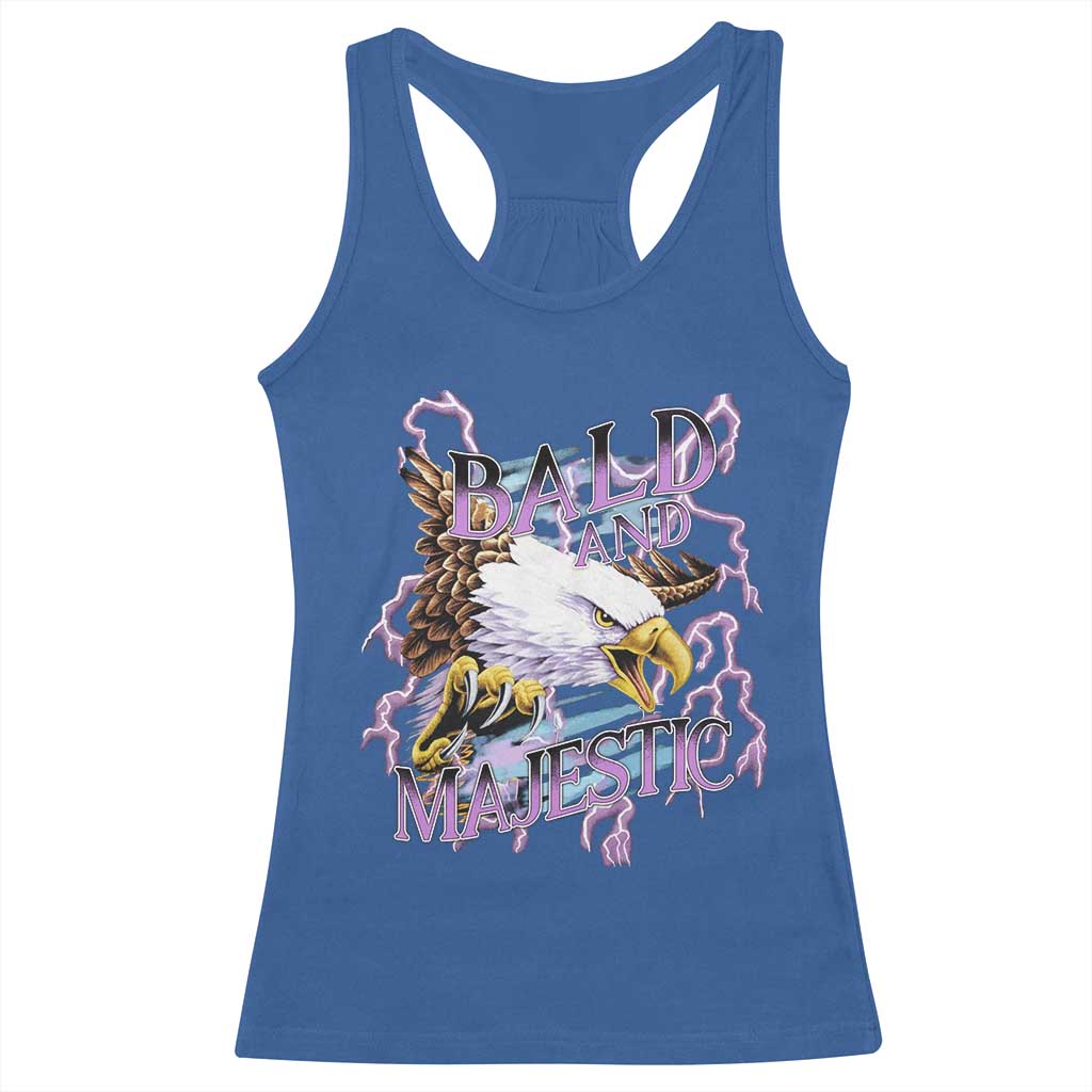 Funny Eagle Bald And Majestic Racerback Tank Top Vintage Storm Thunder TS11 Royal Blue Print Your Wear