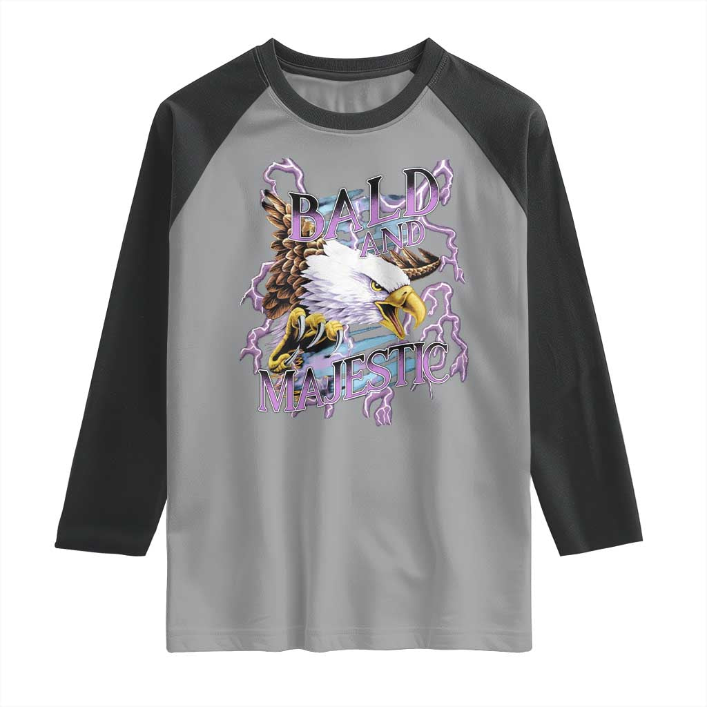 Funny Eagle Bald And Majestic Raglan Shirt Vintage Storm Thunder TS11 Sport Gray Black Print Your Wear