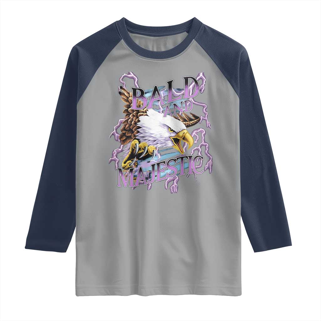 Funny Eagle Bald And Majestic Raglan Shirt Vintage Storm Thunder TS11 Sport Gray Navy Print Your Wear