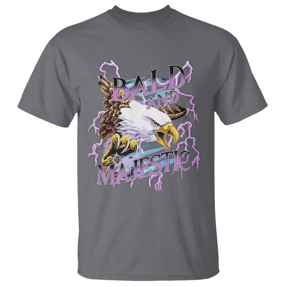 Funny Eagle Bald And Majestic T Shirt Vintage Storm Thunder TS11 Charcoal Print Your Wear