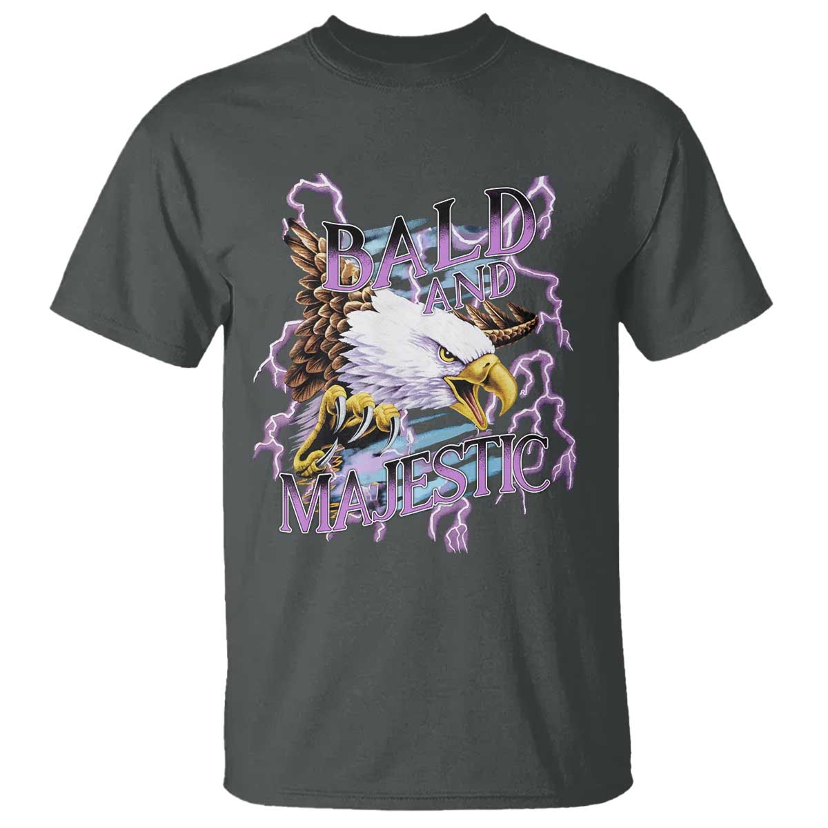 Funny Eagle Bald And Majestic T Shirt Vintage Storm Thunder TS11 Dark Heather Print Your Wear