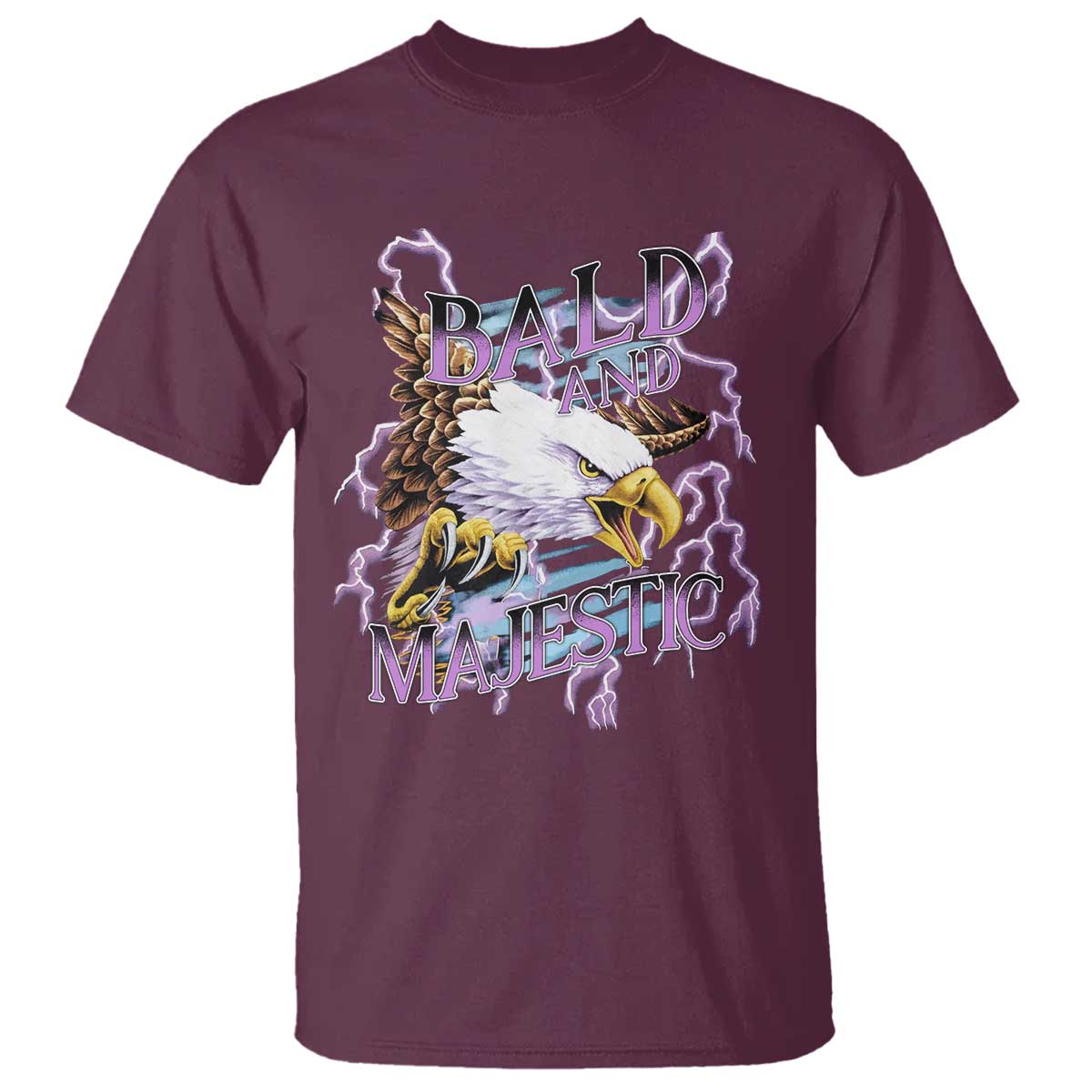 Funny Eagle Bald And Majestic T Shirt Vintage Storm Thunder TS11 Maroon Print Your Wear