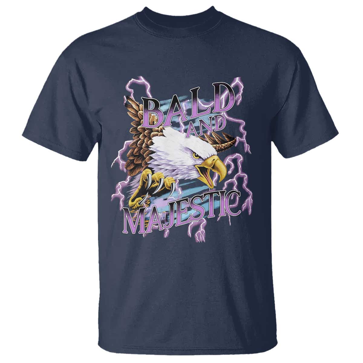Funny Eagle Bald And Majestic T Shirt Vintage Storm Thunder TS11 Navy Print Your Wear