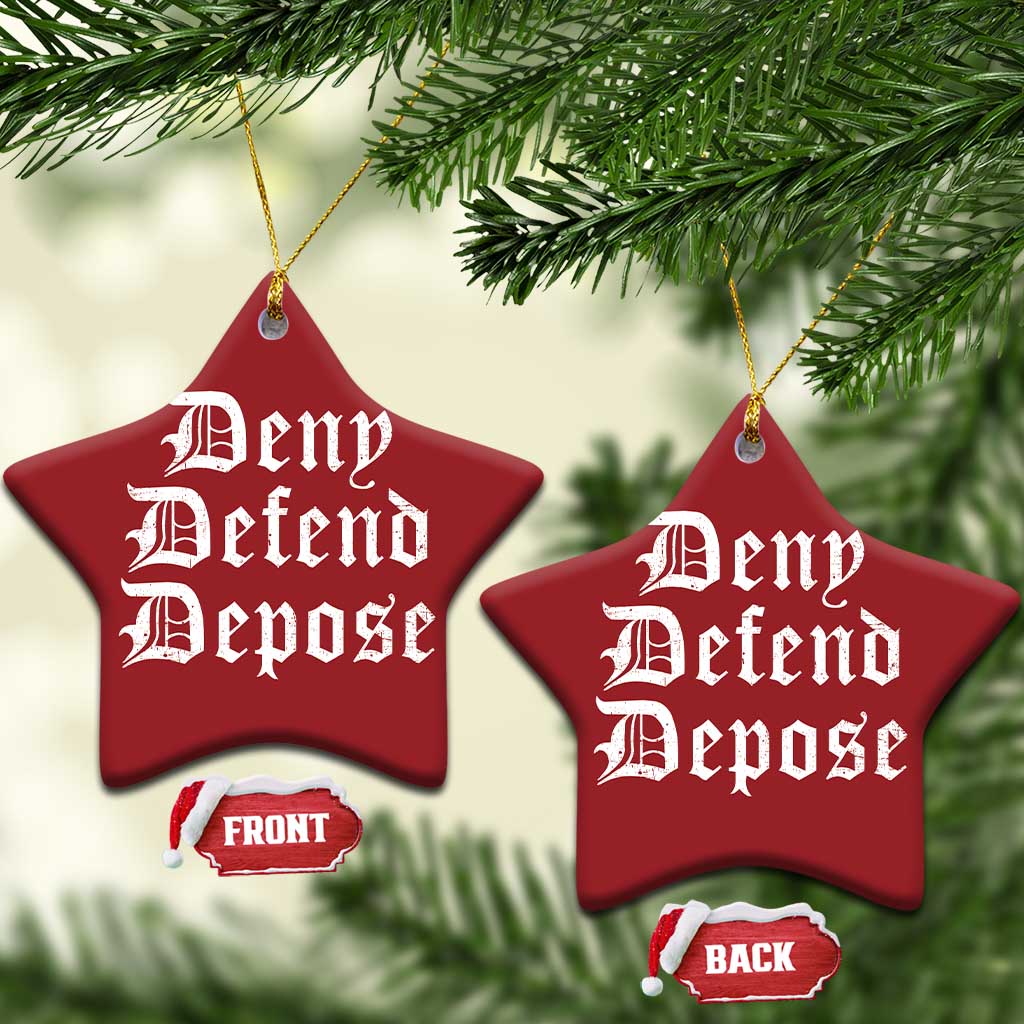 Deny Defend Depose Christmas Ornament Vintage Text TS11 Star Red Print Your Wear
