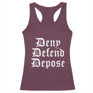Deny Defend Depose Racerback Tank Top Vintage Text TS11 Maroon Print Your Wear