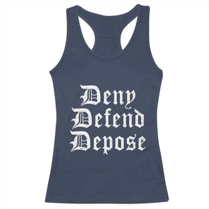 Deny Defend Depose Racerback Tank Top Vintage Text TS11 Navy Print Your Wear