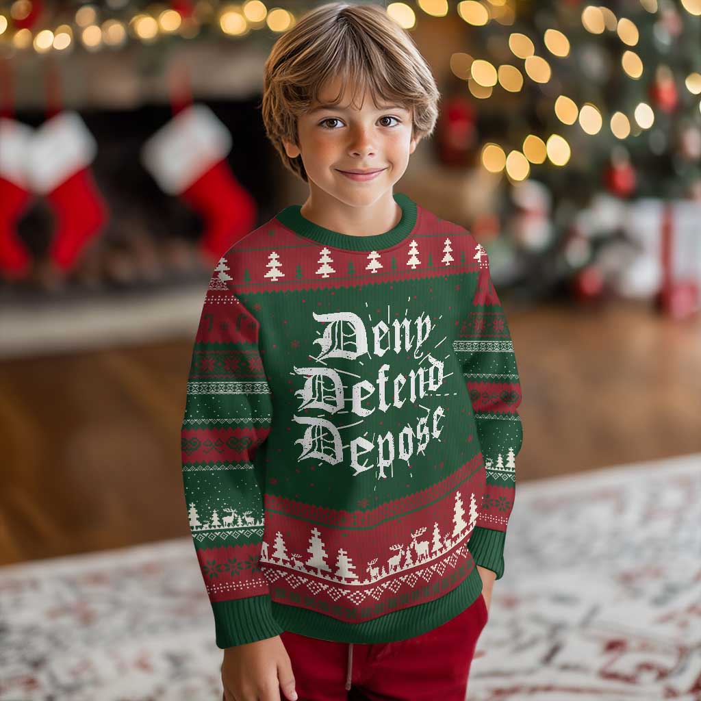 Deny Defend Depose Ugly Christmas Sweater Vintage Text TS11 Christmas Print Your Wear