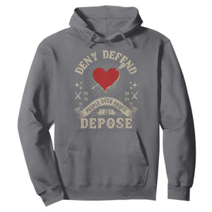 Deny Defend Depose People Over Profit Hoodie Vintage Heart Bullet TS11 Charcoal Print Your Wear