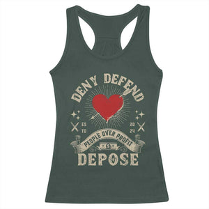 Deny Defend Depose People Over Profit Racerback Tank Top Vintage Heart Bullet TS11 Dark Forest Green Print Your Wear