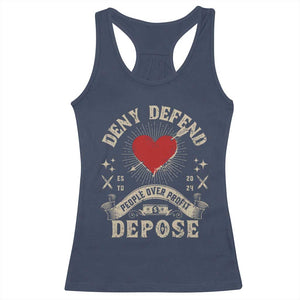 Deny Defend Depose People Over Profit Racerback Tank Top Vintage Heart Bullet TS11 Navy Print Your Wear
