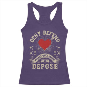 Deny Defend Depose People Over Profit Racerback Tank Top Vintage Heart Bullet TS11 Purple Print Your Wear