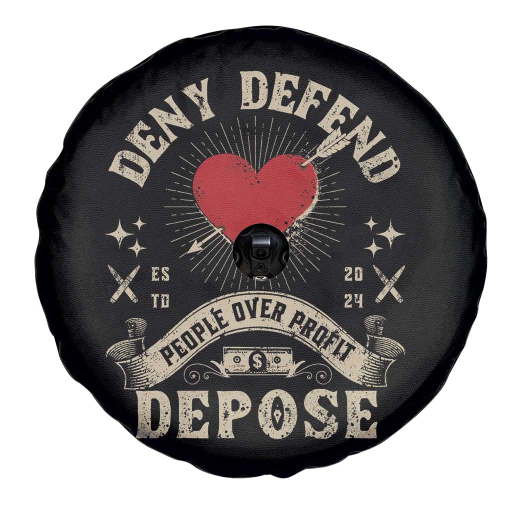 Deny Defend Depose People Over Profit Spare Tire Cover Vintage Heart Bullet TS11 Print Your Wear