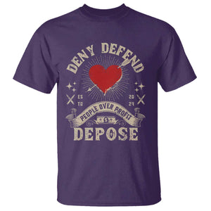 Deny Defend Depose People Over Profit T Shirt Vintage Heart Bullet TS11 Purple Print Your Wear