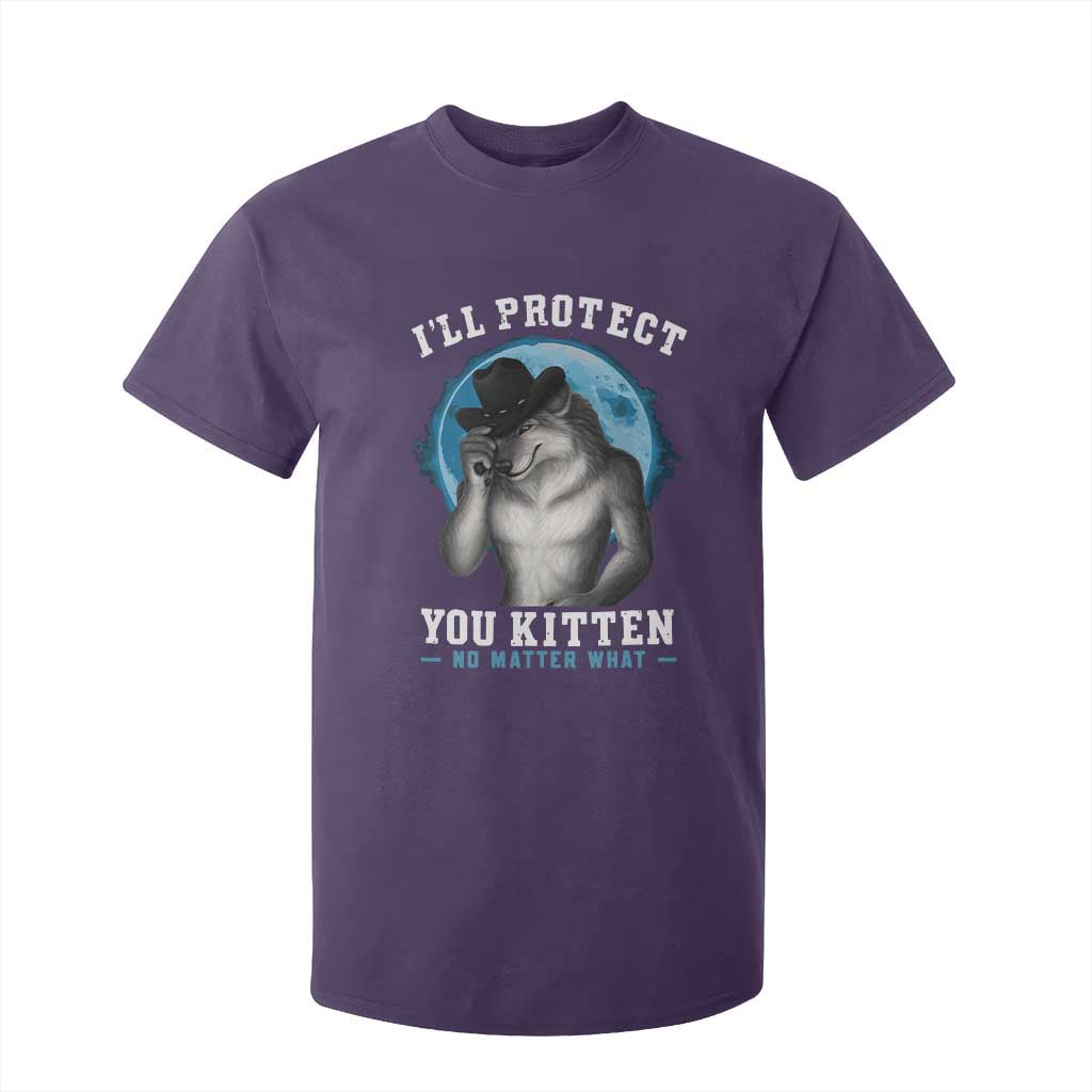 Funny I'll Protect You Kitten No Matter What T Shirt For Kid Alpha Wolf Oddly Specific Meme TS11 Purple Print Your Wear