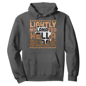 Lightly Melanated Hella Black Hoodie Melanin African Pride Map Black History TS11 Dark Heather Print Your Wear