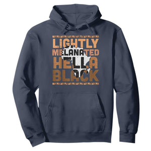 Lightly Melanated Hella Black Hoodie Melanin African Pride Map Black History TS11 Navy Print Your Wear