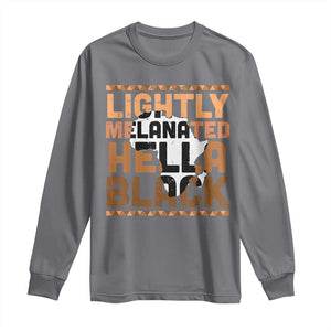 Lightly Melanated Hella Black Long Sleeve Shirt Melanin African Pride Map Black History TS11 Charcoal Print Your Wear