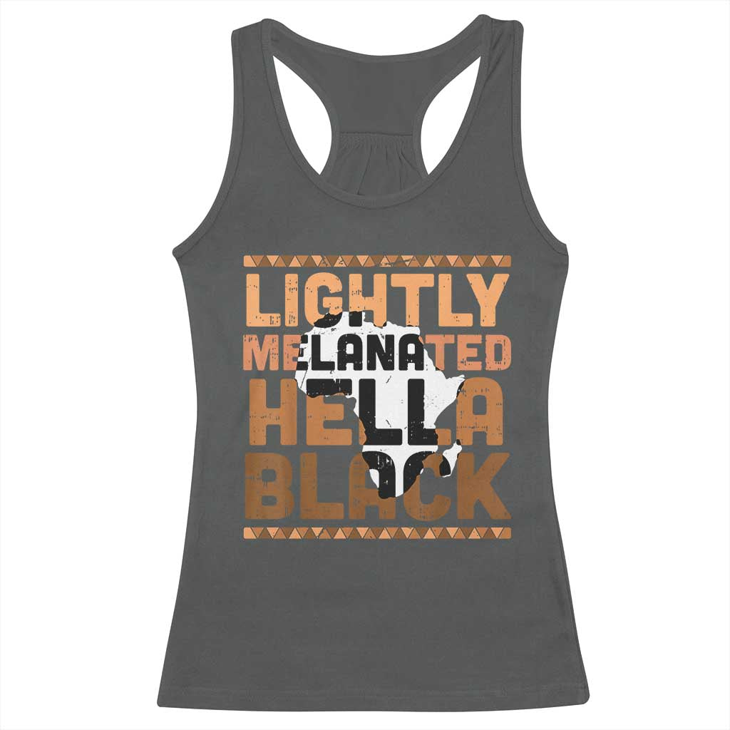 Lightly Melanated Hella Black Racerback Tank Top Melanin African Pride Map Black History TS11 Dark Heather Print Your Wear