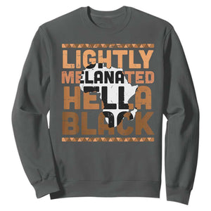 Lightly Melanated Hella Black Sweatshirt Melanin African Pride Map Black History TS11 Dark Heather Print Your Wear