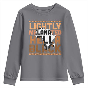 Lightly Melanated Hella Black Youth Sweatshirt Melanin African Pride Map Black History TS11 Charcoal Print Your Wear